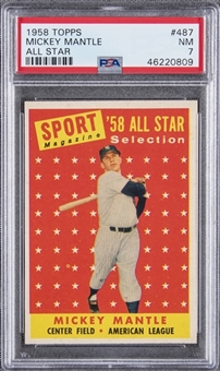 1958 Topps All-Star #487 Mickey Mantle – PSA NM 7